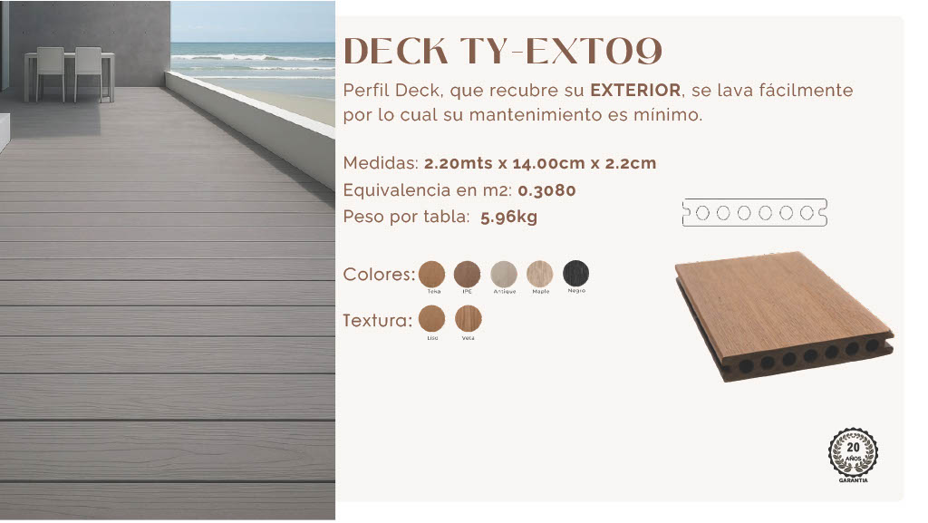 Deck sintético modelo TY-EXT09